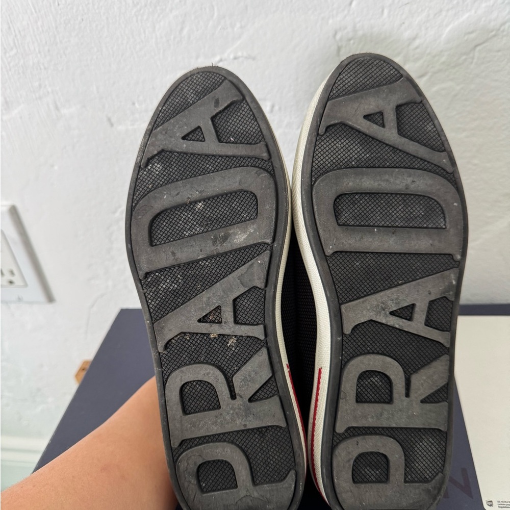 Prada Women’s Black Knit Slip-On Loafers - Picture 4 of 5